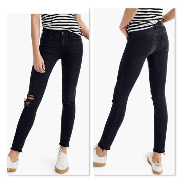 Madewell Denim - MADEWELL | 9-inch High Waist Skinny Jeans - size 26 in Black Sea